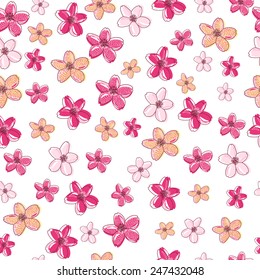Seamless pattern with beautiful sakura flowers. Vector illustration with tender background.