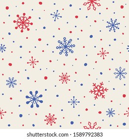Seamless pattern with beautiful snowflakes. Christmas background. Vector