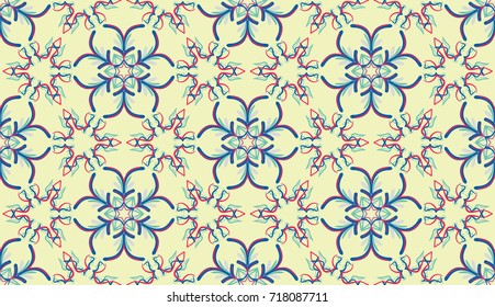 Seamless pattern. Beautiful snowflakes in a hexagonal grid. Celebratory background. Winter textiles.