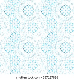 Seamless pattern with beautiful snowflakes. Winter ornament for background