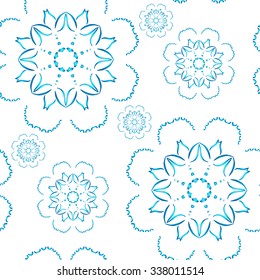 Seamless pattern with beautiful snowflakes. Winter ornament for background