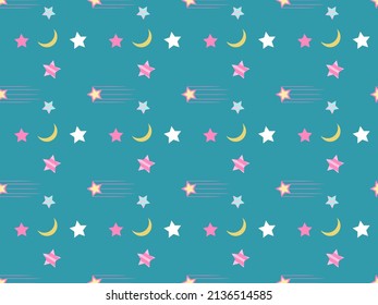 seamless pattern of beautiful stars and moon illustrations