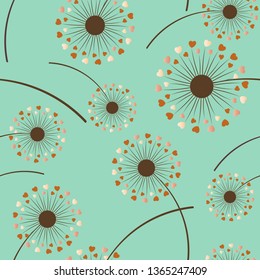  Seamless pattern with beautiful stylized dandelions.EPS10 Illustration 