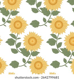 Padrão contínuo de belo girassol. Padrão floral moderno, fundo floral vintage, padrão para papel de parede de design, papel de embrulho de presente e impressões de moda.
