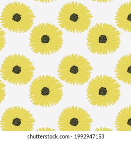 Seamless pattern with beautiful sunflowers