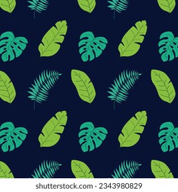 Seamless Pattern with beautiful tropical leaves background
