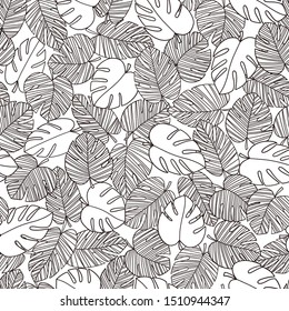 Seamless pattern of the beautiful tropical plant and flower,