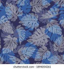 Seamless pattern of beautiful tropical plants,