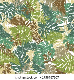 Seamless pattern of beautiful tropical plants,