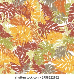 Seamless pattern of beautiful tropical plants,