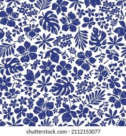 Seamless pattern of beautiful tropical plants,