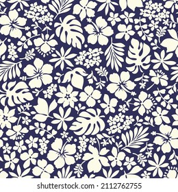 Seamless pattern of beautiful tropical plants,