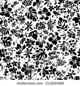 Seamless pattern of beautiful tropical plants,