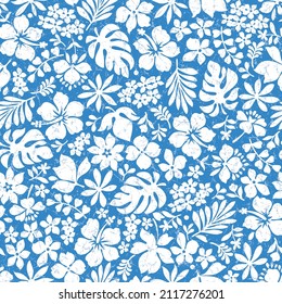 Seamless pattern of beautiful tropical plants,