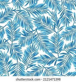 Seamless pattern of beautiful tropical plants,