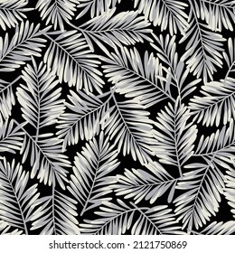 Seamless pattern of beautiful tropical plants,