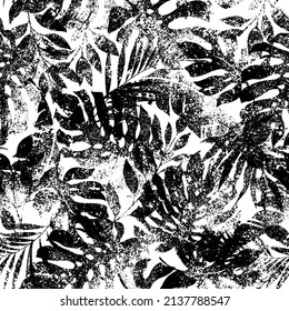 Seamless pattern of beautiful tropical plants,