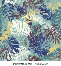 Seamless pattern of beautiful tropical plants,