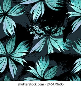 Seamless pattern with beautiful watercolor flowers.  Silhouette of a peony with fantastic stains.