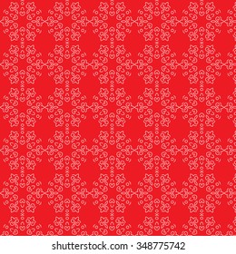 Seamless pattern of beautiful white ornament with red background
