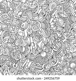 Seamless pattern with beauty and cosmetics background