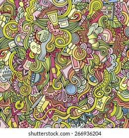 Seamless pattern with beauty and cosmetics background