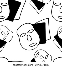 Seamless pattern beauty face mask doodle style