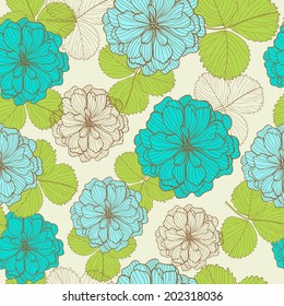 Seamless pattern with beauty flowers.
