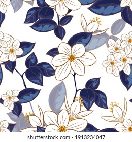 Seamless pattern beauty flowers theme
