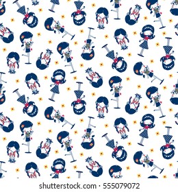 Seamless pattern, Beauty girl gang isolated on white background illustration vector.