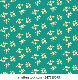 Seamless pattern with beauty yellow flower blueberry silhouette Vector eps 10