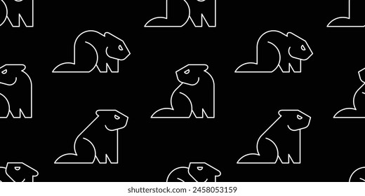 Seamless pattern with Beavers. isolated on white background