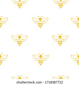 Seamless pattern of a Bee. Can be used as an illustration for World Bee Day in May 20.  For the visualization of beekeepers' advertising products, party decor, fabrics.