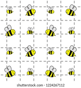 Seamless Pattern Bee Cartoon Illustration