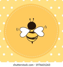 Seamless pattern with bee cartoon on honey sign background vector illustration.
