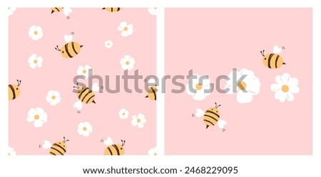 Similar – Image, Stock Photo Little bee and flower | spring meadow with dandelion and daisy and bee