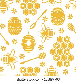 Seamless pattern with bee and honey