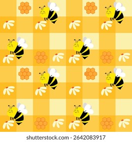 seamless pattern with bee honey for gift wrapping, greeting cards, decorations for special occasions and wallpaper design