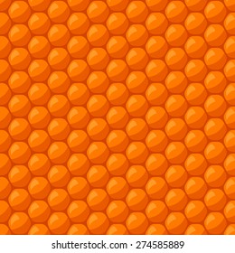 Seamless pattern with bee honeycombs and honey.