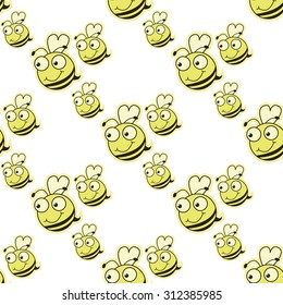 Seamless pattern with bee on a white background