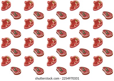 Seamless pattern of beef steak with doodle art or hand drawing style