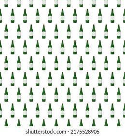 Seamless pattern beer bottles with label and glass beer mug bottles with different types of beer alcohol drink vector illustration on white background Eps 10