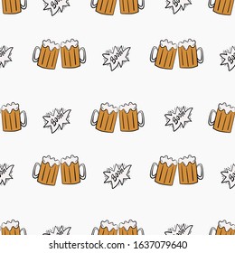 Seamless Pattern Beer Doodle Vector Illustration Stock Vector (Royalty ...