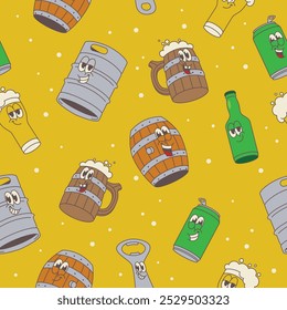 Seamless Pattern of Beer Element Mascot Illustration