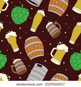 Seamless Pattern of Beer Festival Element Illustration