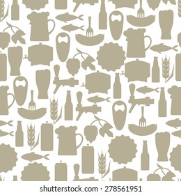 Seamless pattern with beer icons and objects.