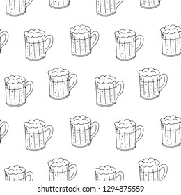 seamless pattern with beer mugs