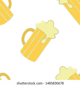 Seamless pattern with beer. Oktoberfest Beer Festival. Alcoholic pattern