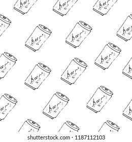 Seamless pattern with beer  on the white background. Vector illustration. beer can.