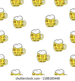 Seamless pattern with beer  on the white background. Vector illustration. beer can.